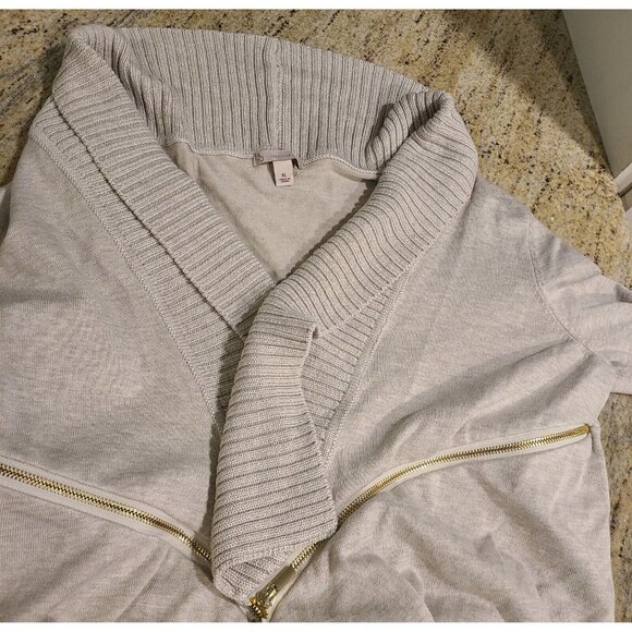 Dress Barn Woman XL Open Front Asymmetrical Hem Cardigan Sweater Zipper Accent - Picture 11 of 15